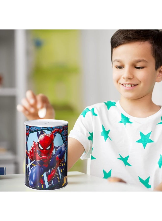 SPIDERMAN Kids Money Piggy Bank Coin Saving Cash Tin Metal Box - Image 3